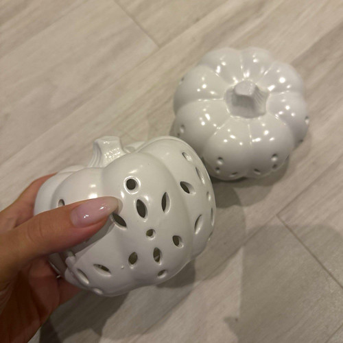 White glossy ceramic pumpkin - white,