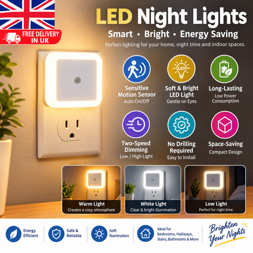 Automatic led night light - light, uk