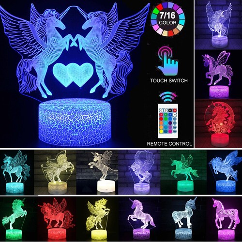 Led night light unicorn - night, 3d