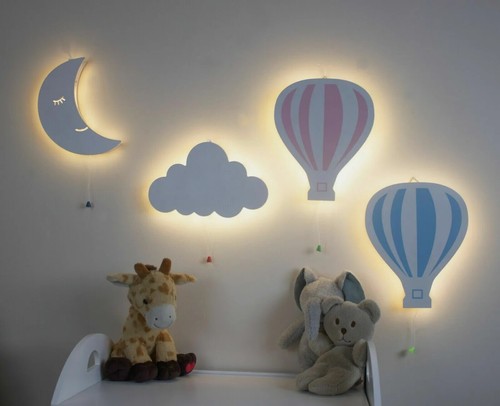 Wooden night light - wooden, wall